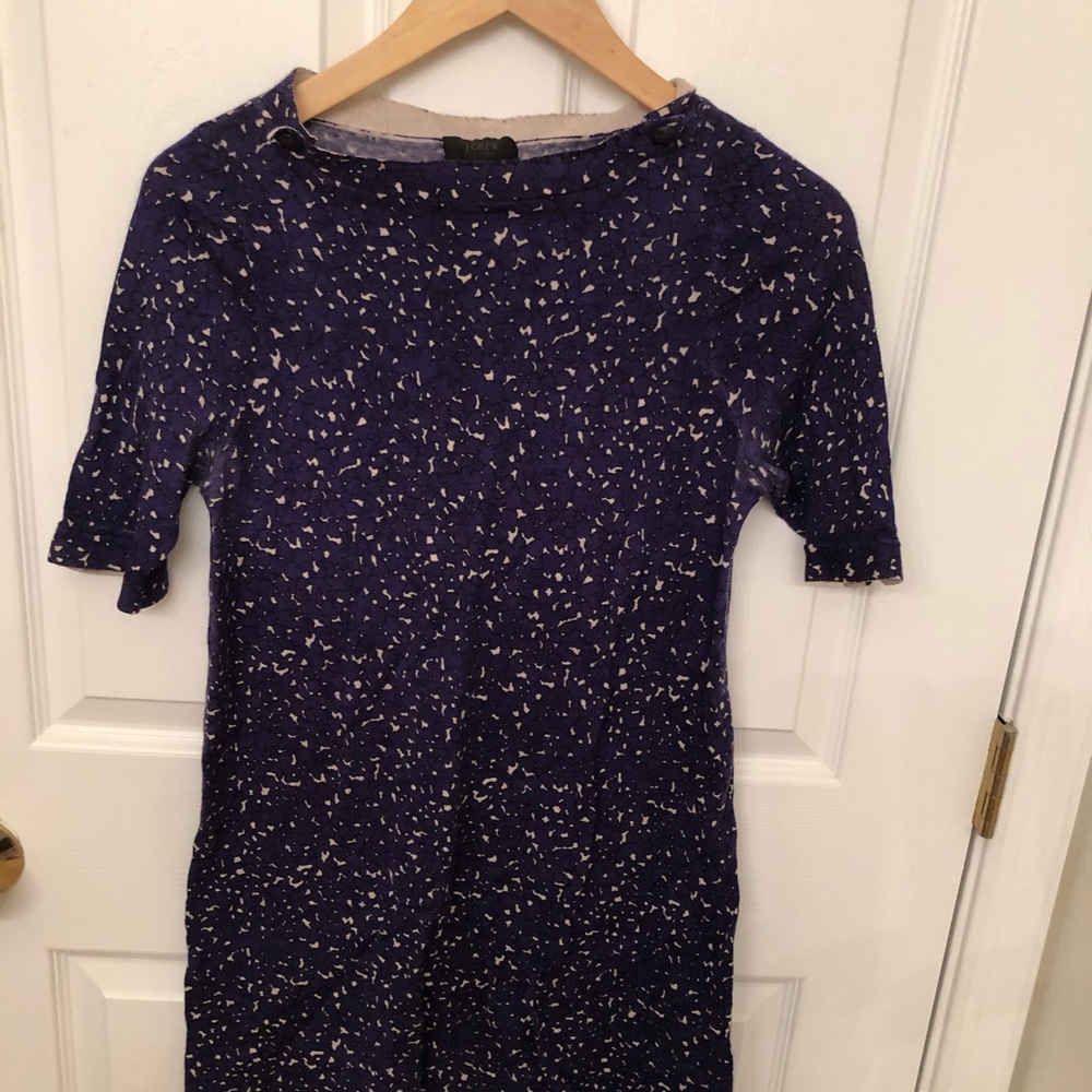 Purple printed sweater tunic from j crew- medium